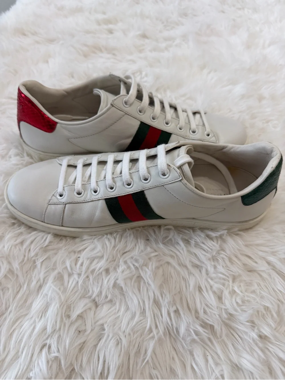 Gucci Ace Women's Sneakers White Leather Web Bee Size 39.5 US 9.5